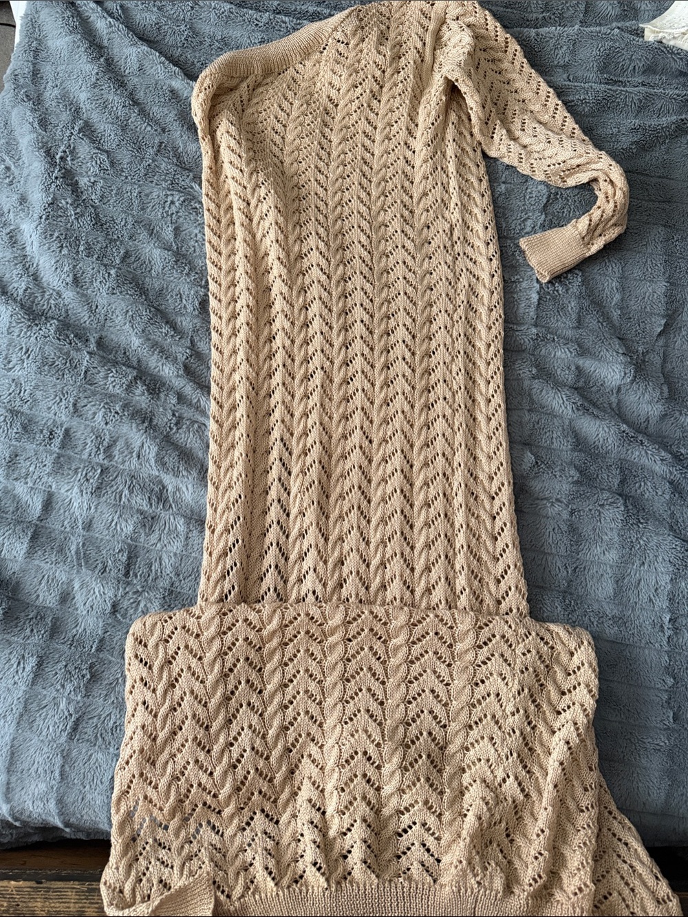 Amazon Beige Open-Knit Chevron Swim Coverup size small $15.00